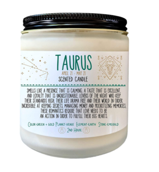 zodiac taurus scented candle with quote