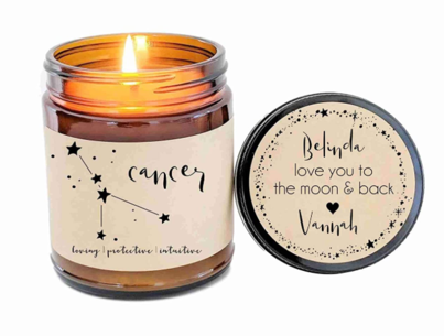 zodiac cancer scented candle with flame